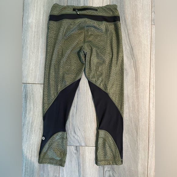 Lululemon Army Green with Spots Capri Leggings - Picture 2 of 3